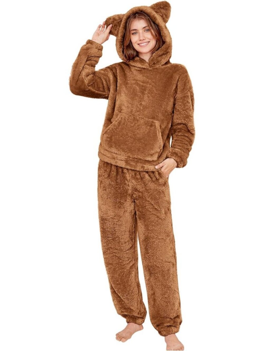 Cozy Women's Fuzzy Pajama Set - 2 Piece Warm Winter Fleece Sleepwear
